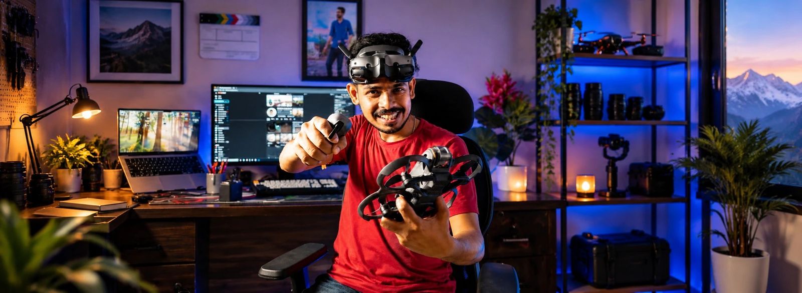 Akhilesh Kumar Suman with DJI Avata 2 and FPV goggles